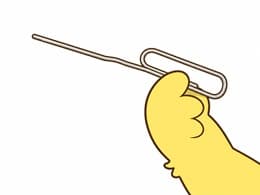 伸ばしたゼムクリップを持つ手のイラスト